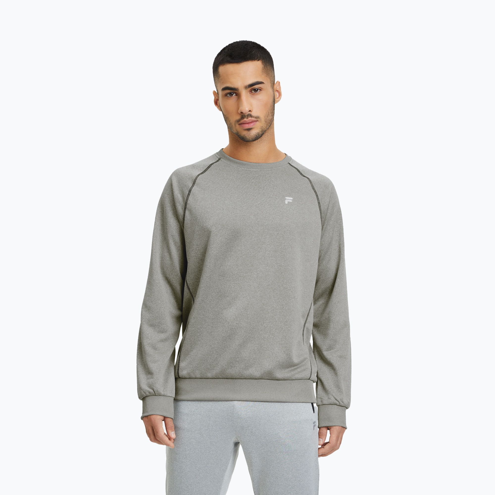 Men's FILA Landin Raglan Crew Sweatshirt light grey melange (M)