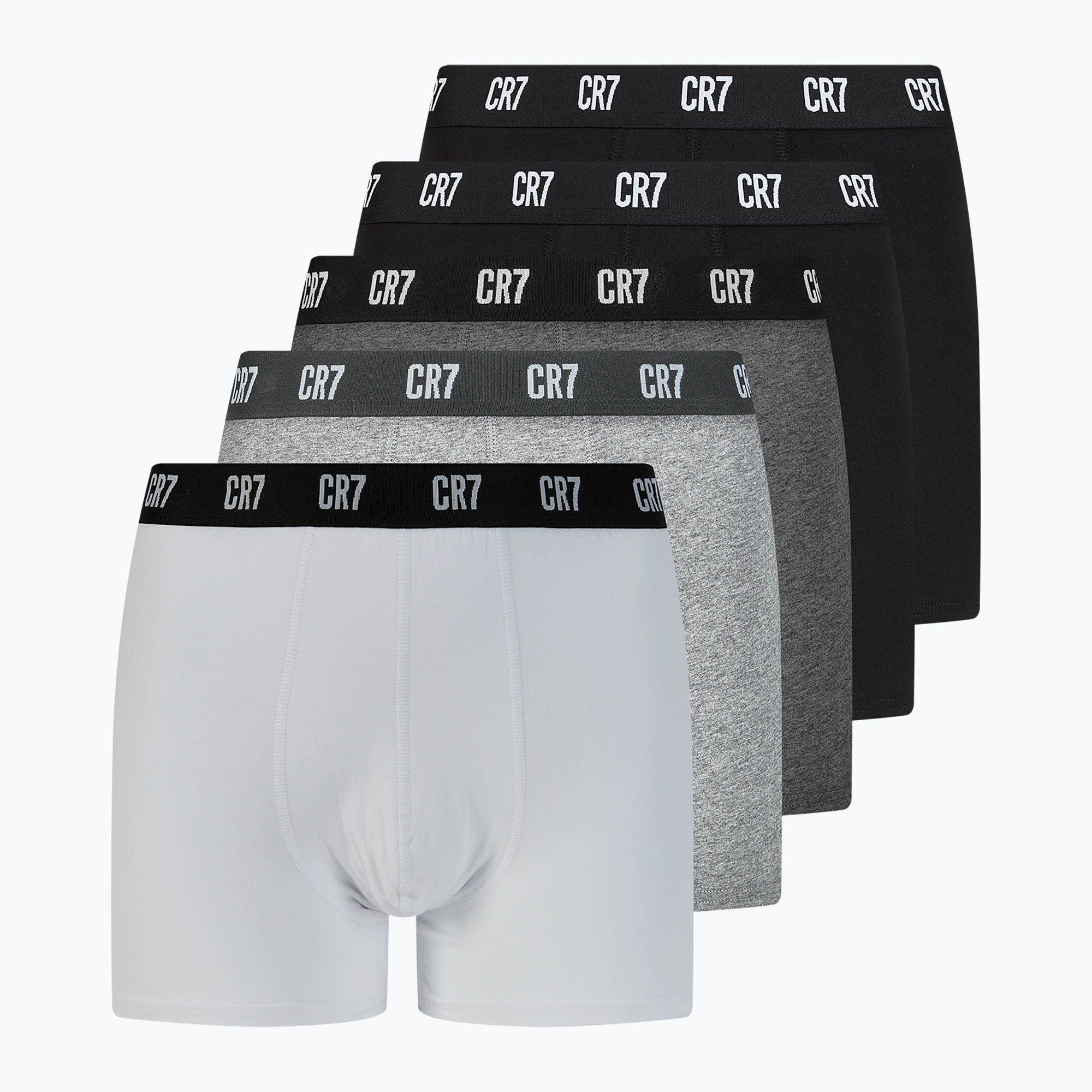 Men's CR7 Basic Trunk boxer shorts 5 pairs black/dark grey/grey/white (S)