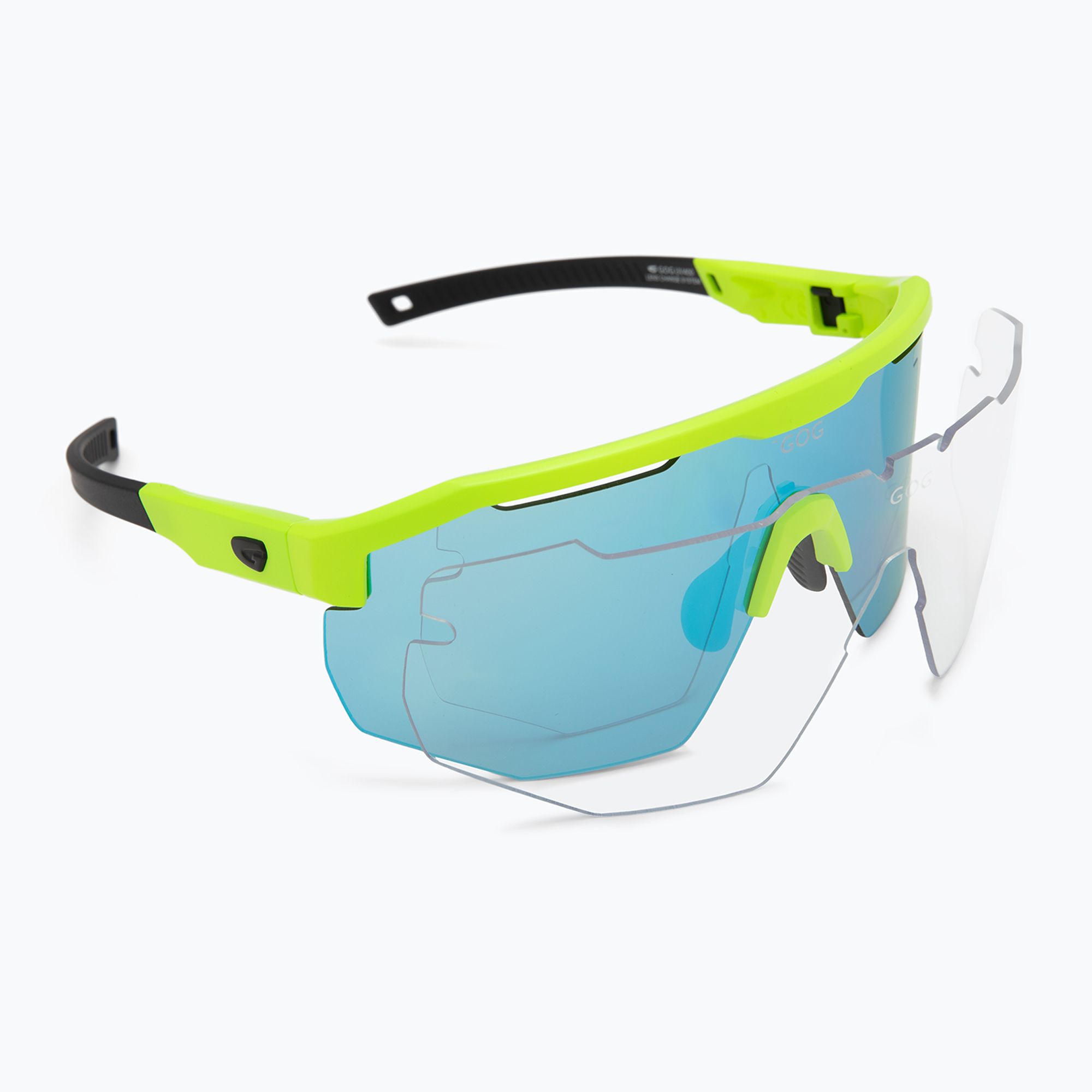 GOG Argo matt neon green/black/reflex white/blue sunglasses (E506-5 ...