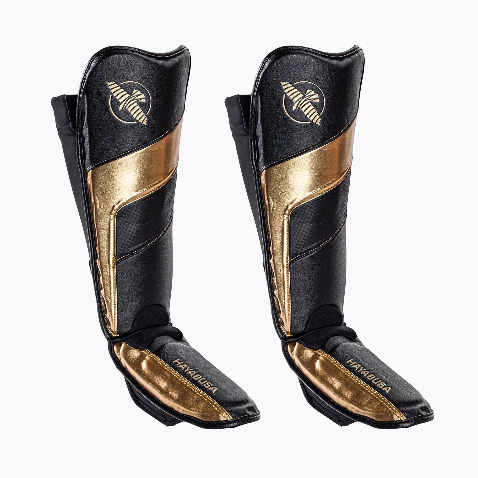 Hayabusa T3 Full Back tibia protectors black and gold (T3FBSG-BGD ...