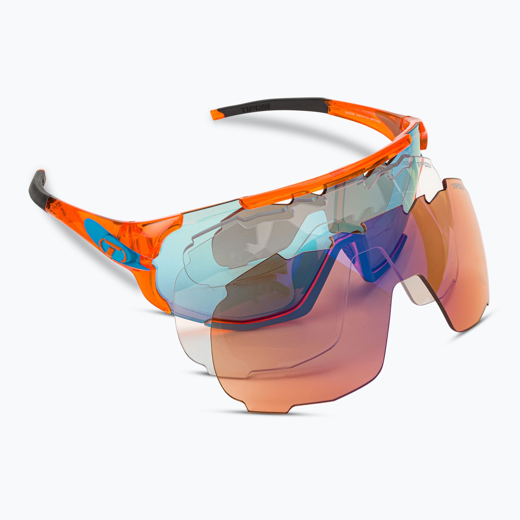 Tifosi Sledge Clarion crystal orange/clarion blue/ac red/clear cycling glasses
