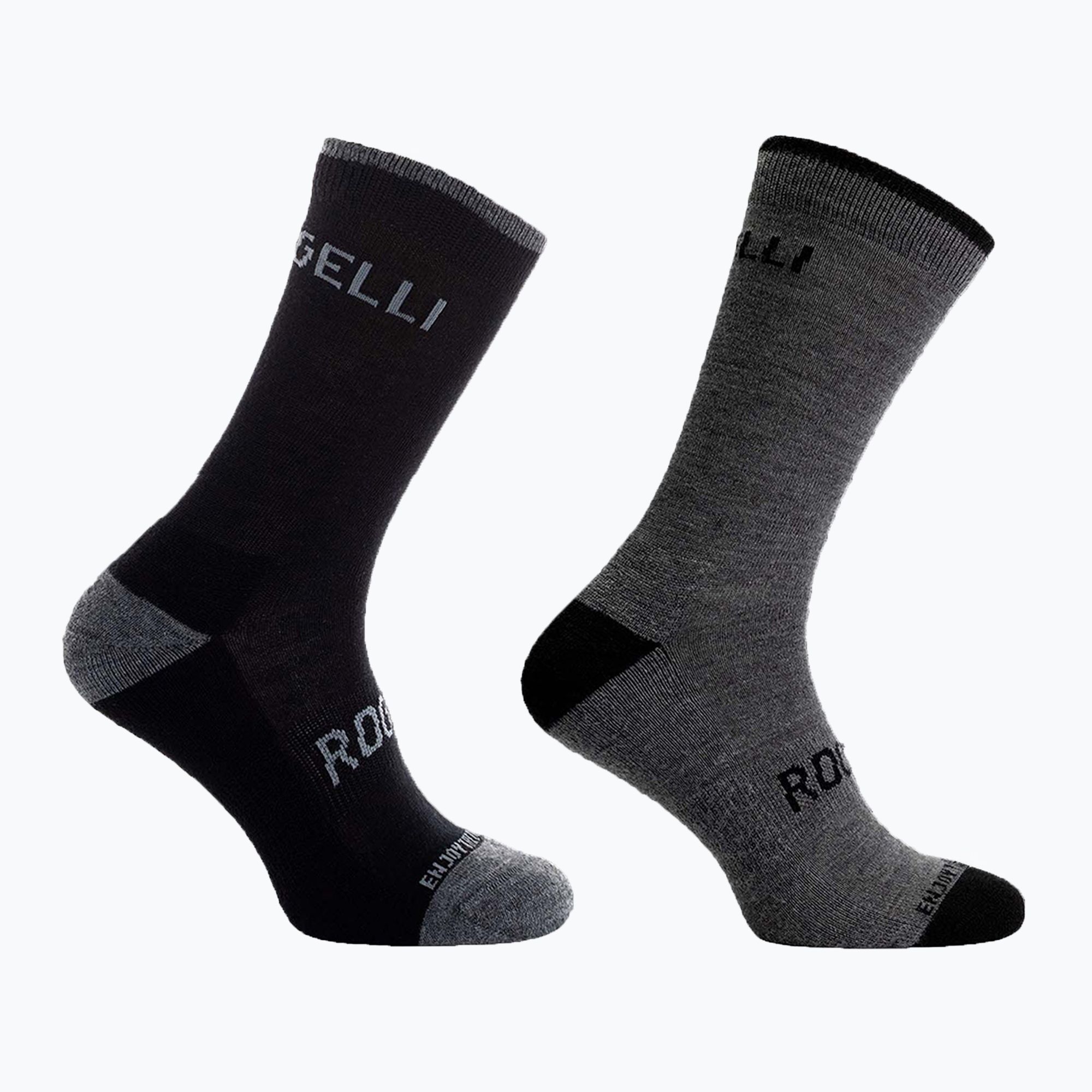 Rogelli Wool Wintersocks cycling socks 2 pairs black/grey (36-39 EU)