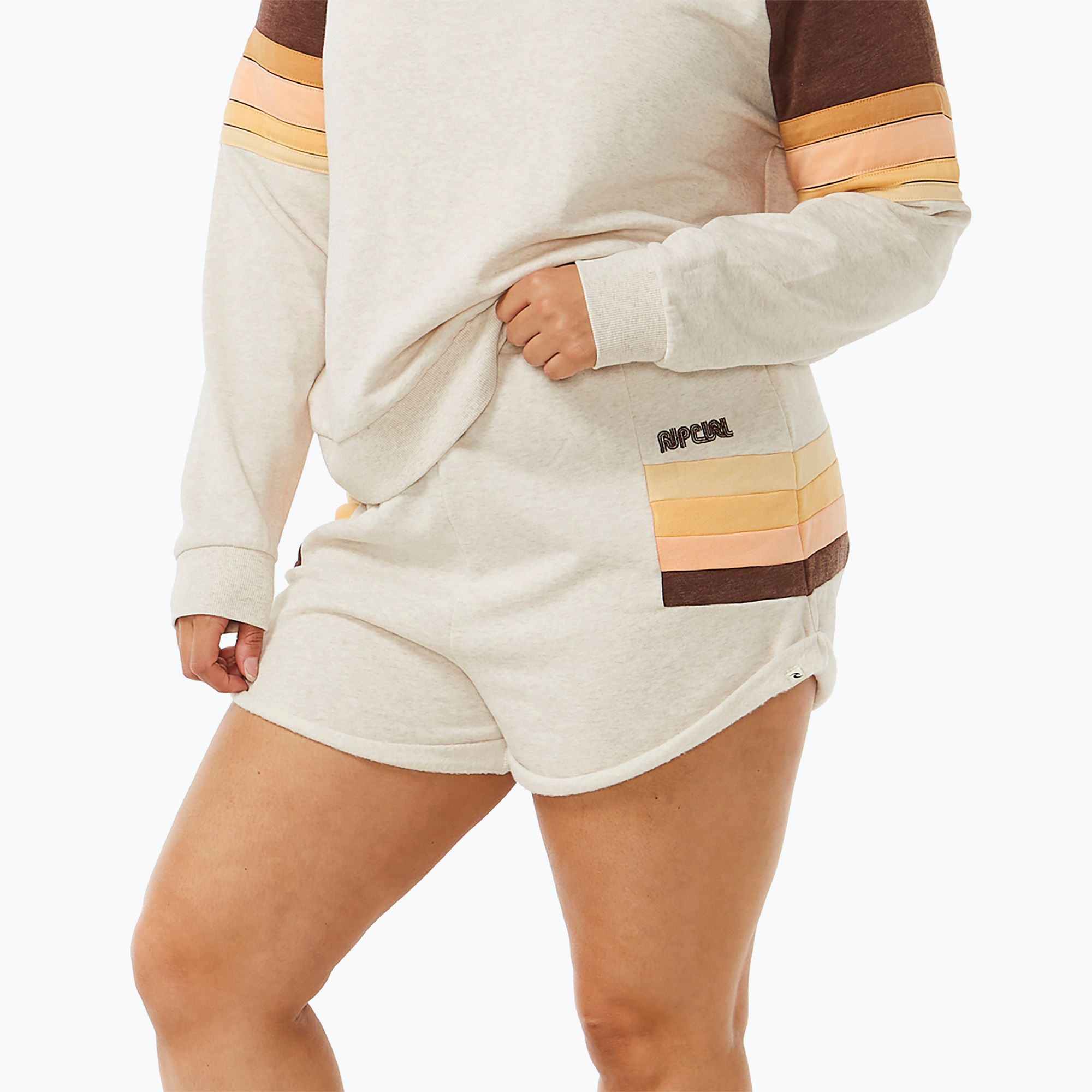 Rip Curl women's Block Party Track shorts oatmeal marle
