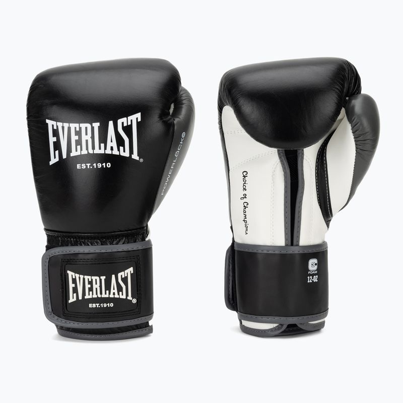 Boxing gloves Everlast Powerlock OG H&L Leather Advanced Training black/white