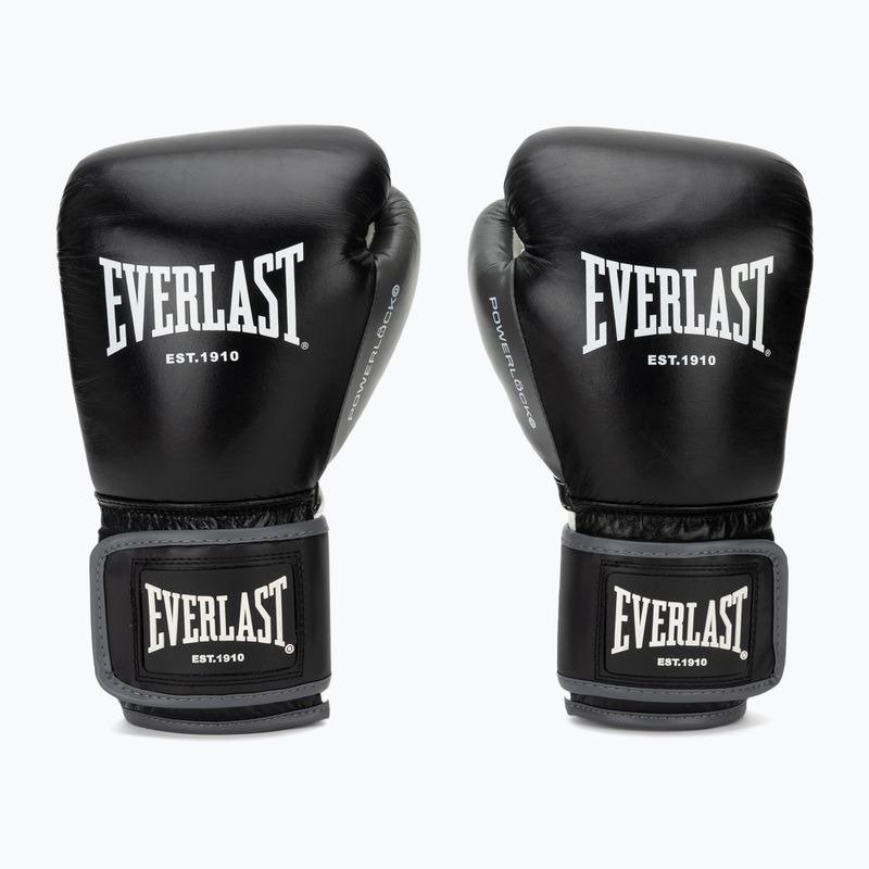 Boxing gloves Everlast Powerlock OG H&L Leather Advanced Training black/white 2