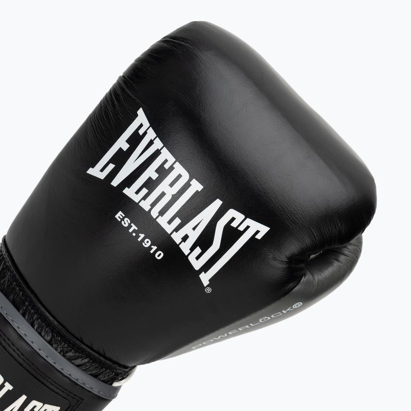 Boxing gloves Everlast Powerlock OG H&L Leather Advanced Training black/white 5