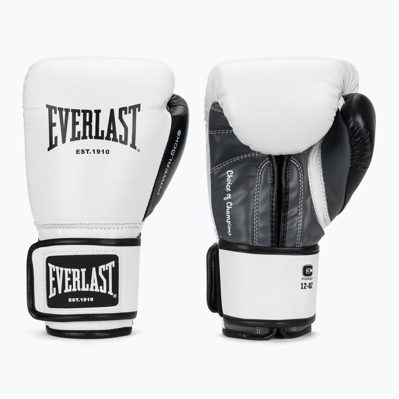 Boxing gloves Everlast Powerlock OG H&L Leather Advanced Training white/black