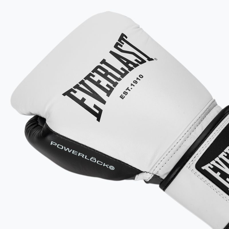 Boxing gloves Everlast Powerlock OG H&L Leather Advanced Training white/black 6