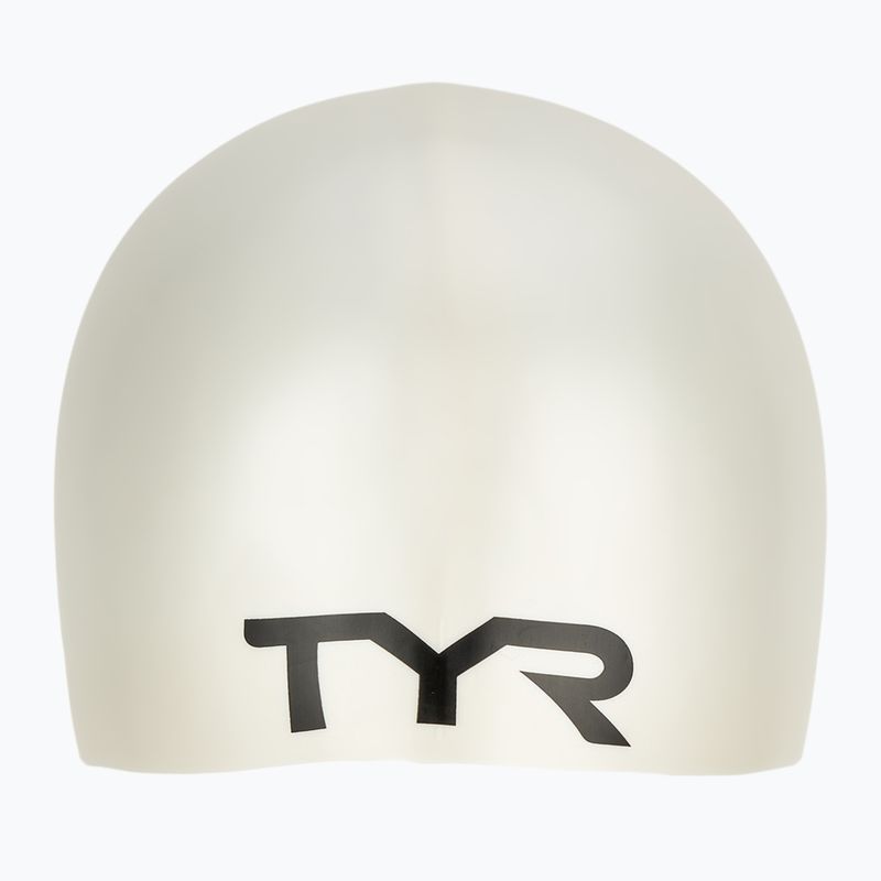 Children's swimming cap TYR Wrinkle-Free Silicone white