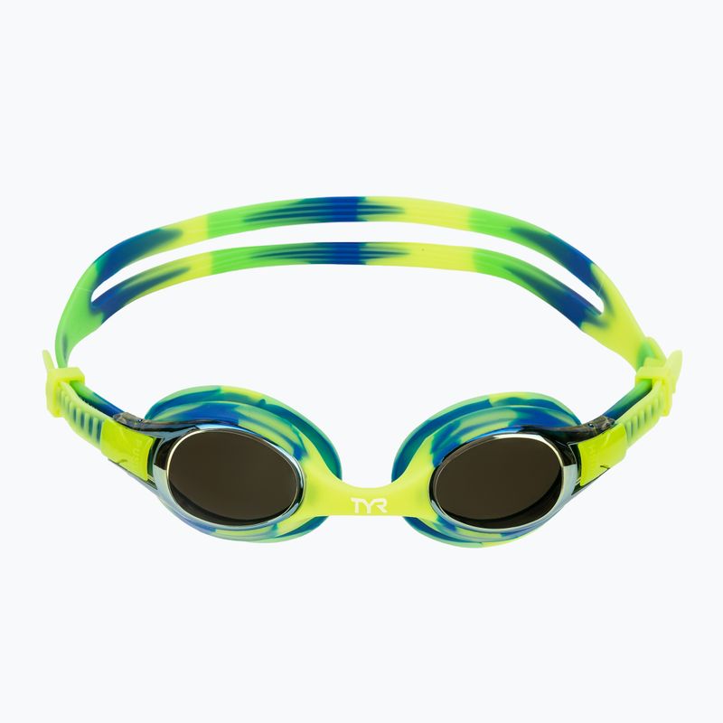 TYR Swimple Tie Dye Mirrored gold/green/blue children's swimming goggles 2