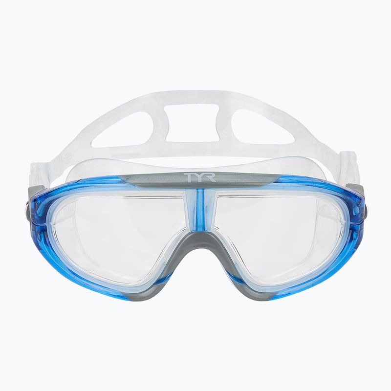 TYR Orion clear/ blue/ grey swimming mask 2