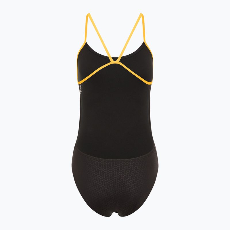 Women's one-piece swimsuit TYR Hexa Cutoutfit black/gold 2