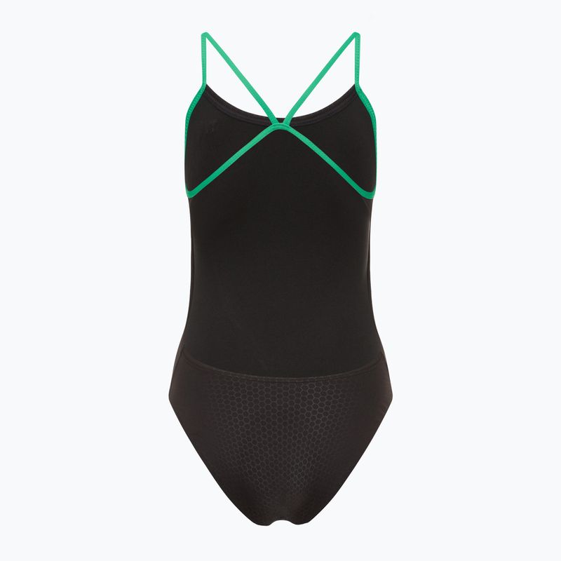 Women's one-piece swimsuit TYR Hexa Cutoutfit black/green 2