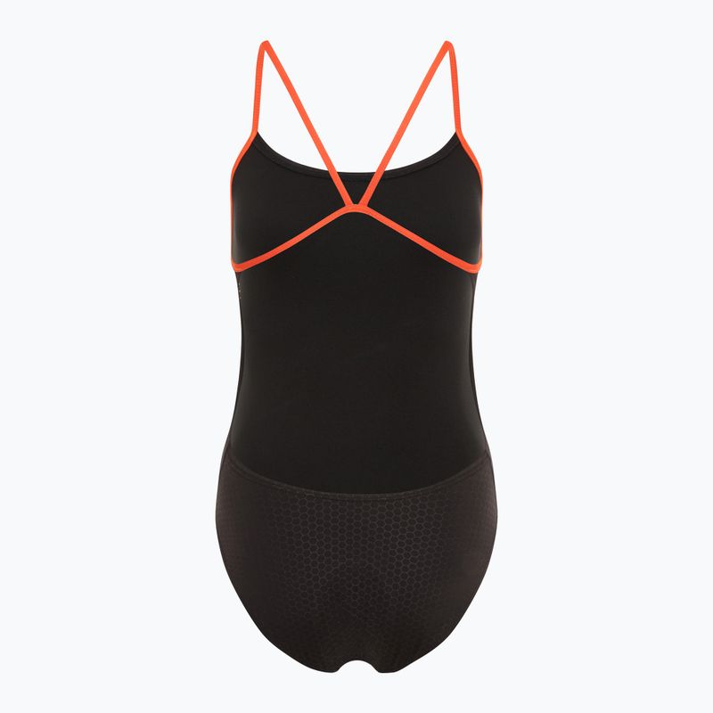 Women's one-piece swimsuit TYR Hexa Cutoutfit black/orange 3
