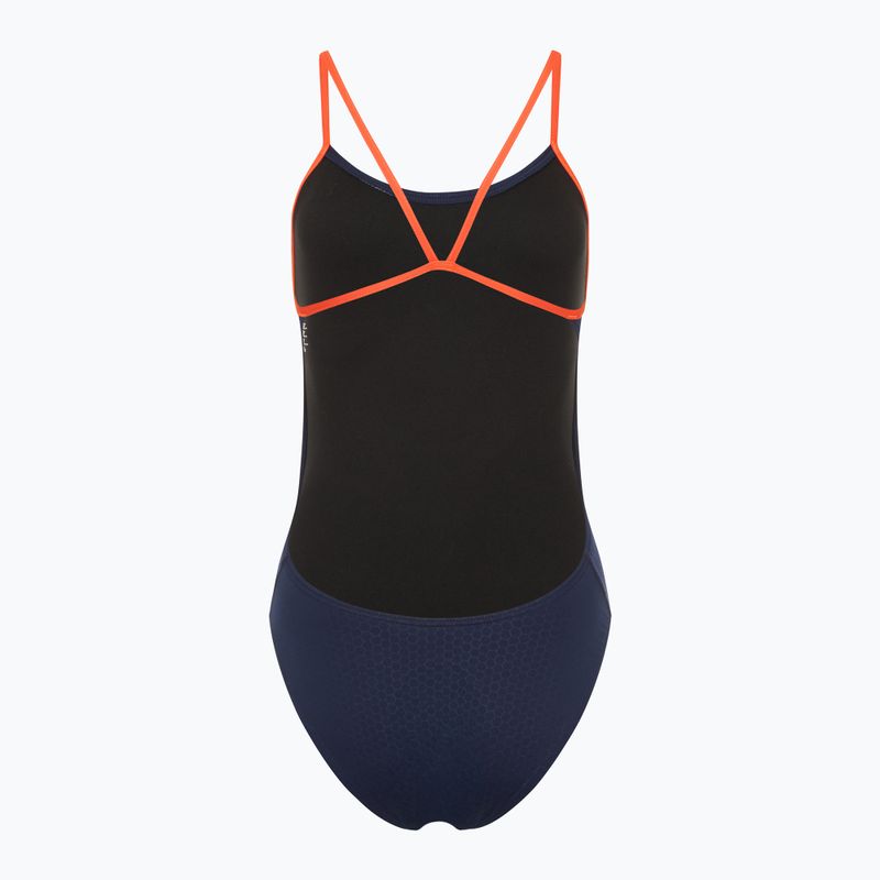 Women's one-piece swimsuit TYR Hexa Cutoutfit navy/orange 2