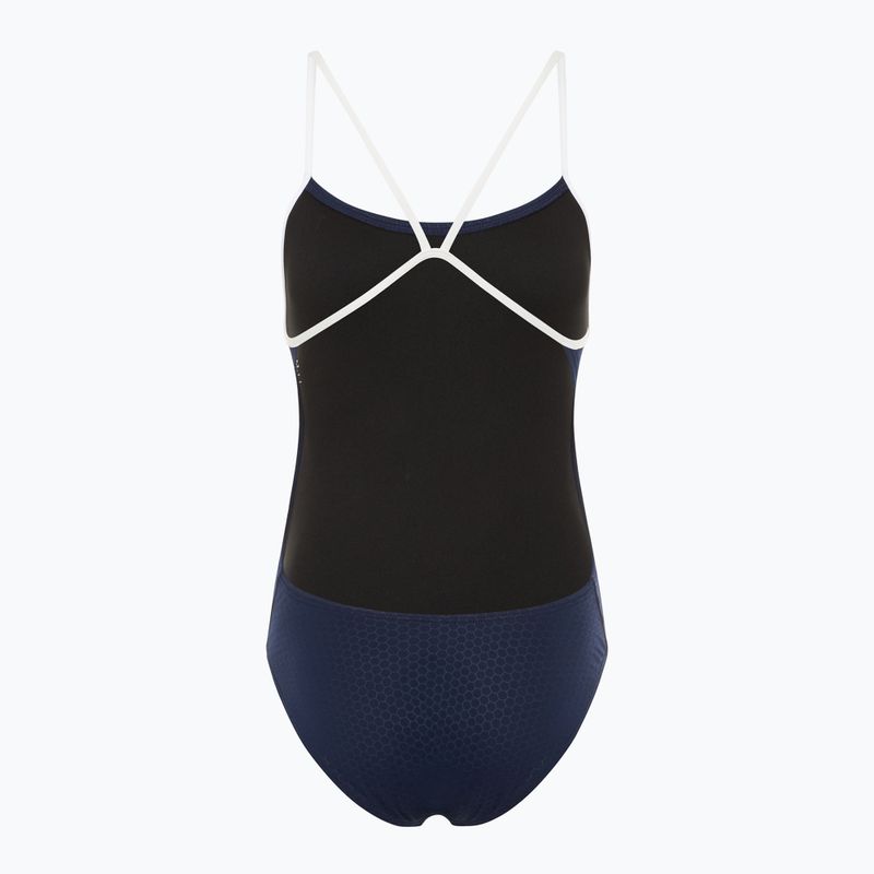 Women's one-piece swimsuit TYR Hexa Cutoutfit navy/white 2