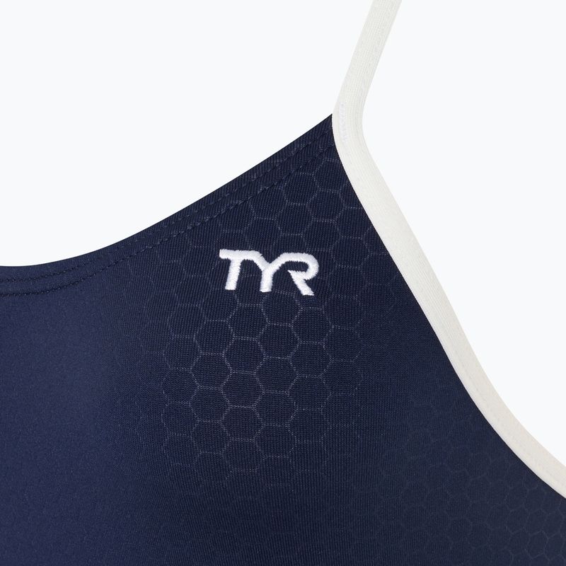 Women's one-piece swimsuit TYR Hexa Cutoutfit navy/white 3