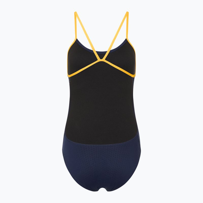 Women's one-piece swimsuit TYR Hexa Cutoutfit navy/gold 2