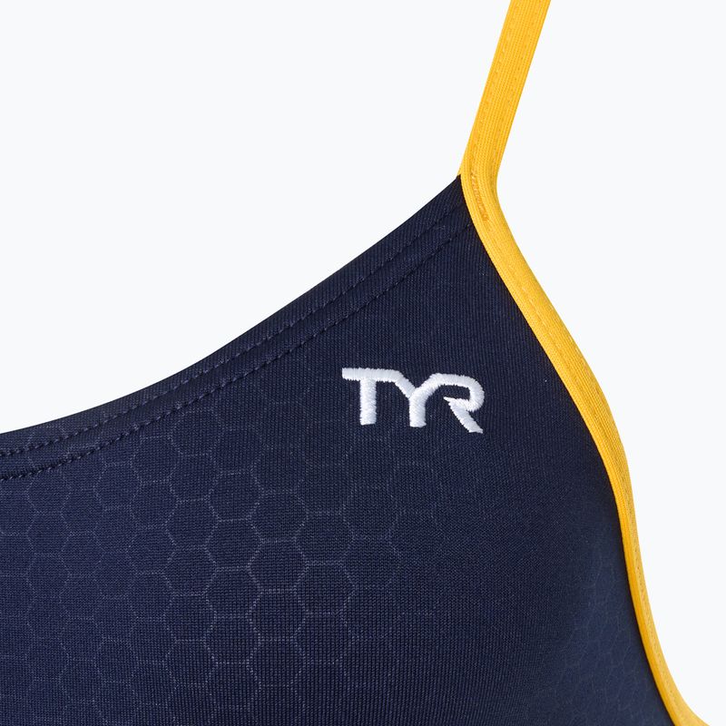 Women's one-piece swimsuit TYR Hexa Cutoutfit navy/gold 3