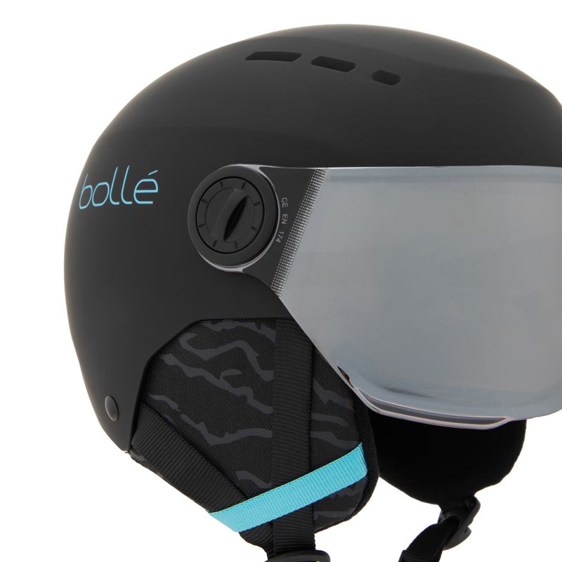 Children's ski helmet Bollé Quiz Visor Jr black/blue matte/orange gun 7