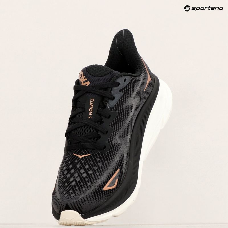 Women's running shoes HOKA Clifton 9 black/rose gold 9