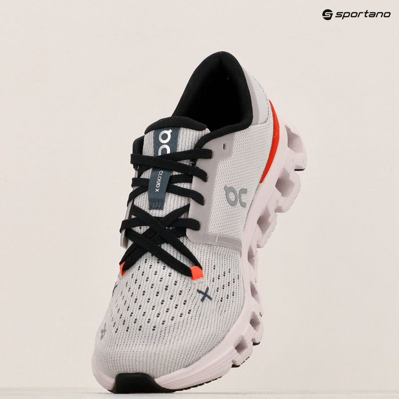 Women's running shoes On Running Cloud X 4 silver/flame 16