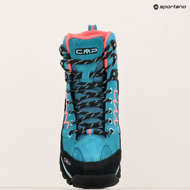 Women's trekking boots CMP Moon Mid WP teal/red fluo 9