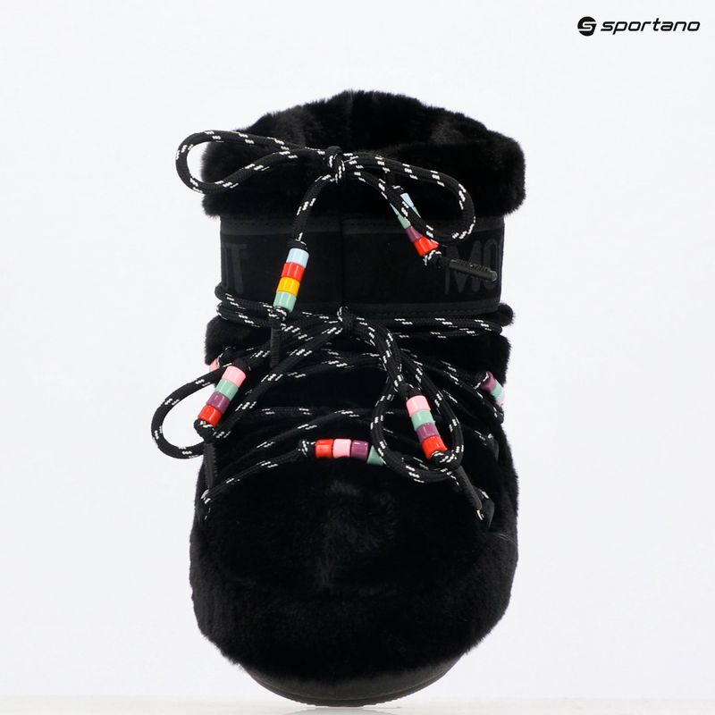 Women's snow boots Moon Boot Icon Low Faux Fur Beads black 9