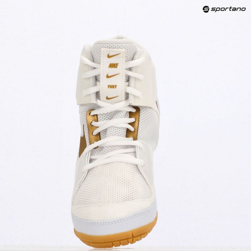 Nike Fury white/metallic gold wrestling shoes 9