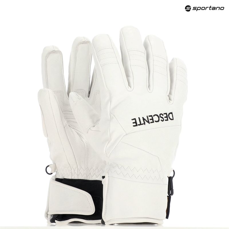Men's Descente Ski Gloves 5 Finger Leather white 7