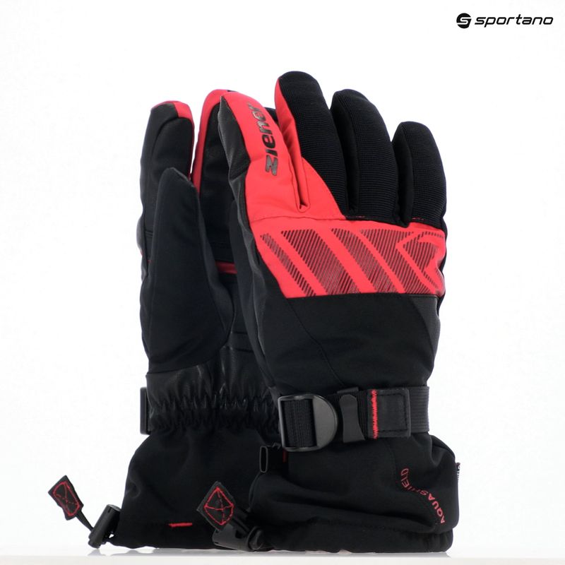 Men's ski glove ZIENER Ghalion Aquashield black/red salsa 8