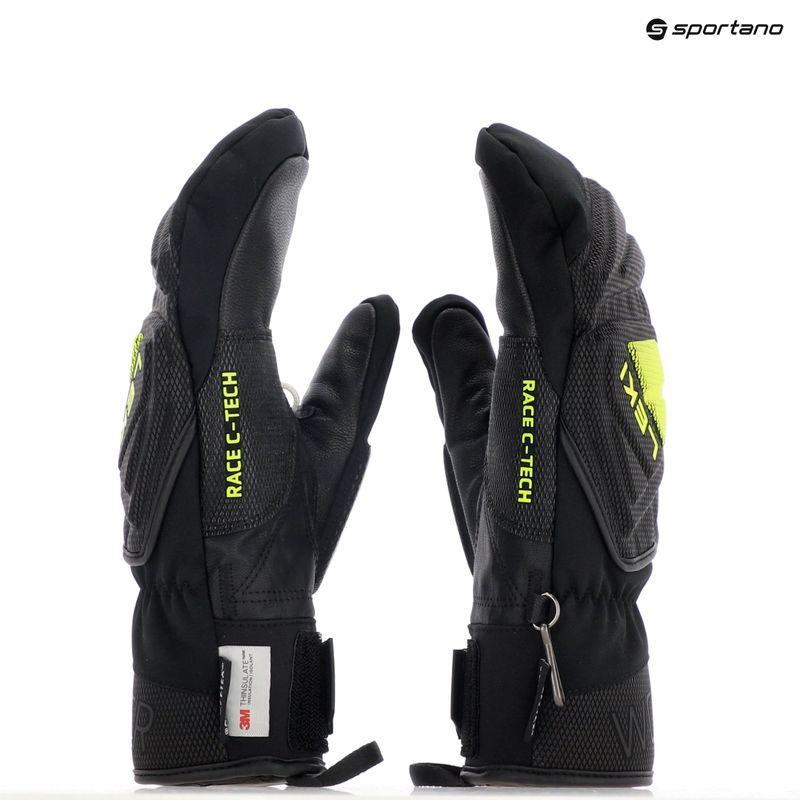 Men's Ski Gloves LEKI WCR C-Tech 3D Mitt black/ ice lemon 9