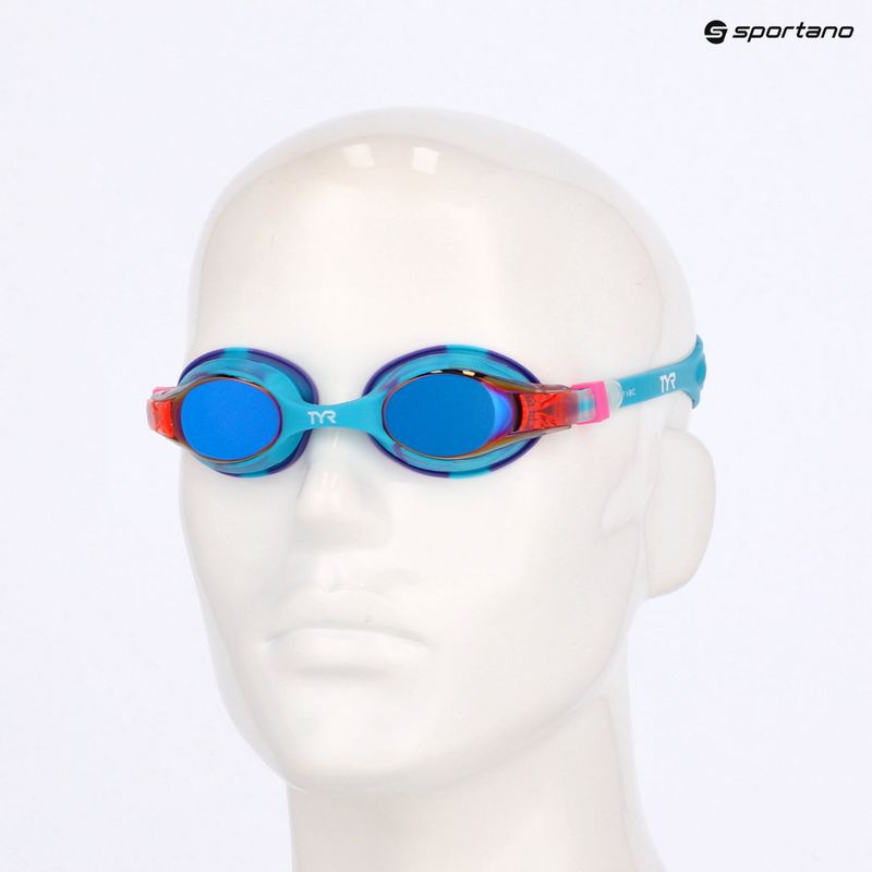 TYR Swimple Tie Dye Mirrored purple/turqoise/purple children's swimming goggles 6