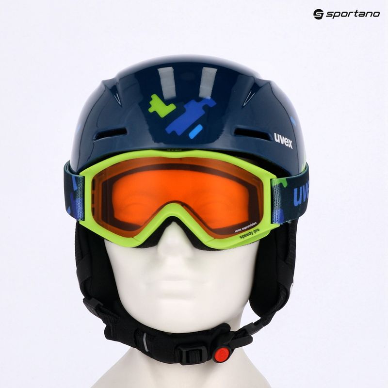 Children's ski helmet UVEX Viti Set + goggles Speedy Pro blue puzzle/lasergold lite 8