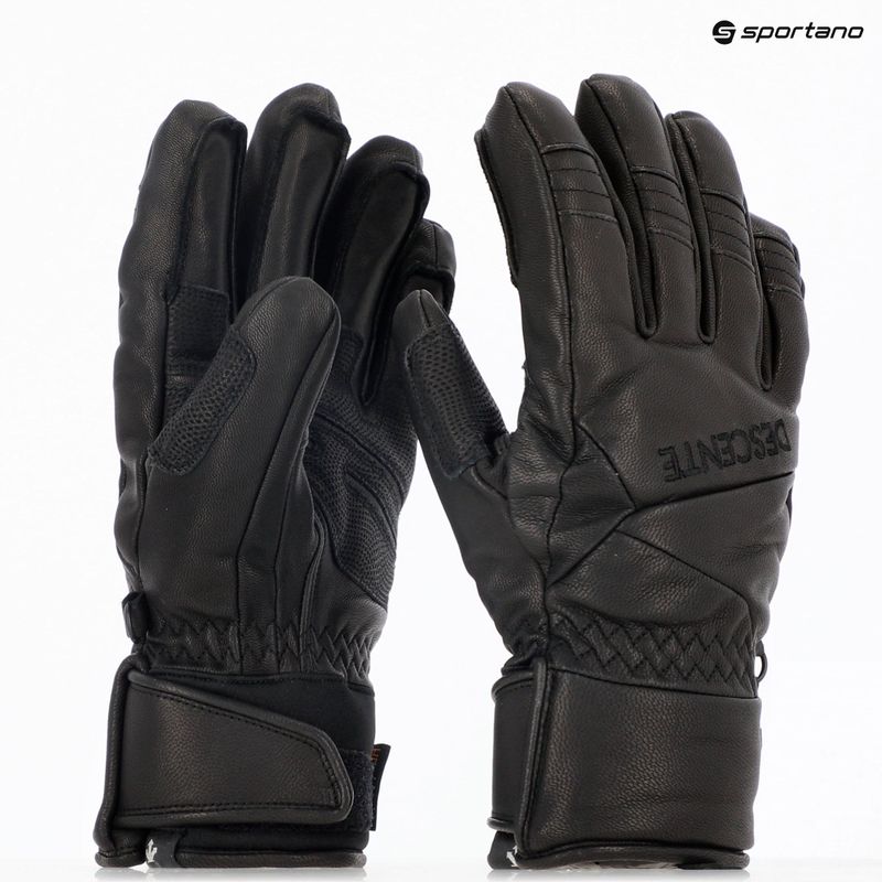 Men's ski gloves Descente 5 Finger Leather black 7