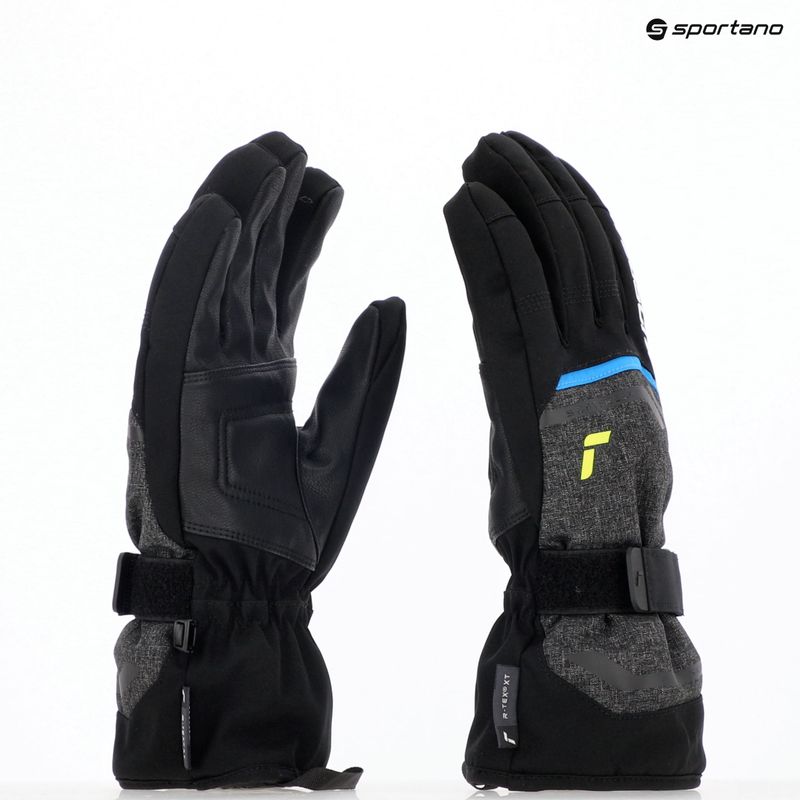 Reusch Outset R-Tex XT black melange/safety yellow/brilliant blue ski gloves 12