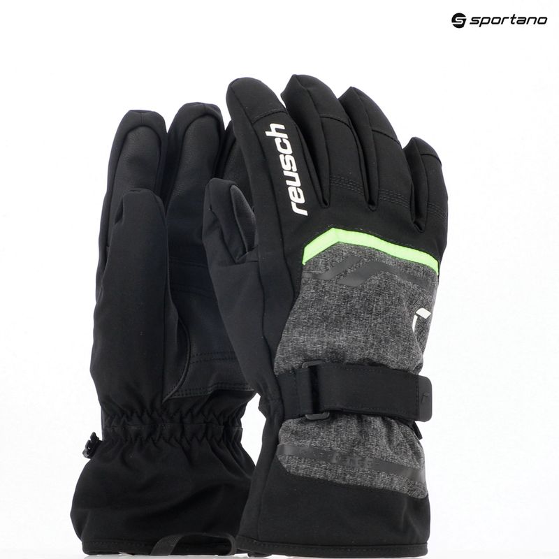 Reusch Outset R-Tex XT ski gloves black/black melange/neon green 11
