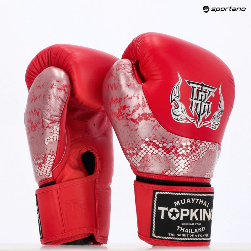 Top King Muay Thai Power Snake red/silver boxing gloves 7