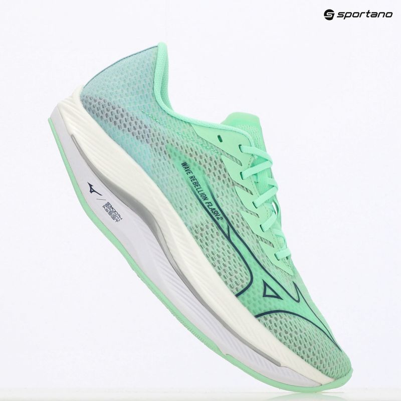 Men's running shoes Mizuno Wave Rebellion Flash 2 neo mint/vintage indigo/hint of mint 9