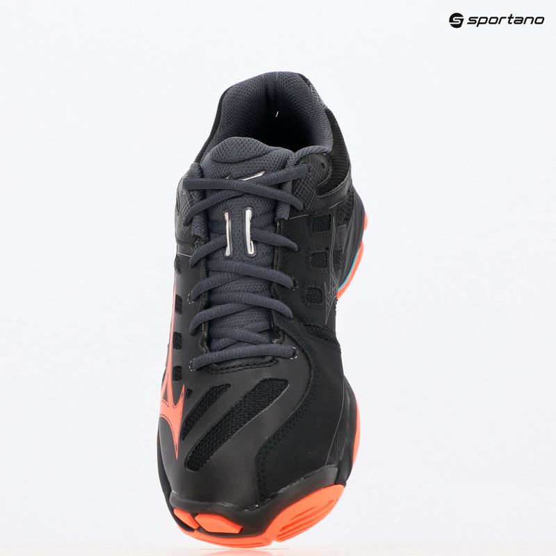 Mizuno Wave Voltage 2 volleyball shoes black/neon flame/peacock blue 9