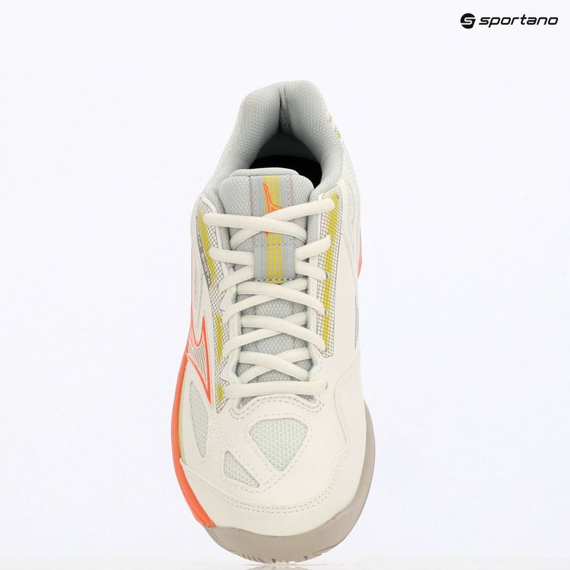 Women's tennis shoes Mizuno Break Shot 4 AC snow white/ neon flame/ ghost gray 9