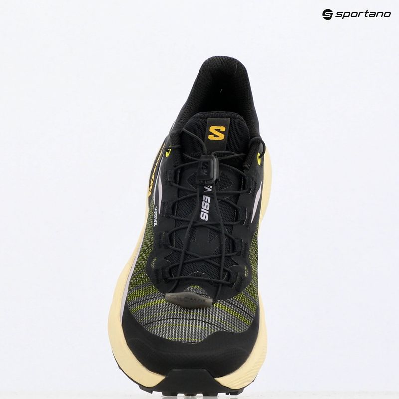 Salomon Genesis black/sulphur spring/orchid petal women's running shoes 11