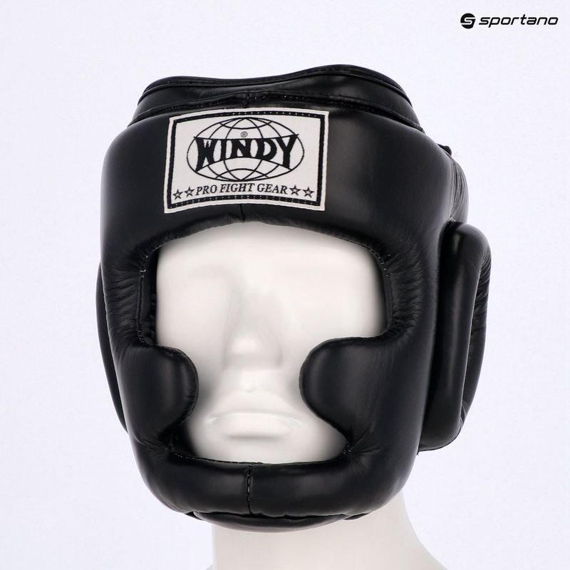 Boxing helmet WINDY Genuine Leather black 6