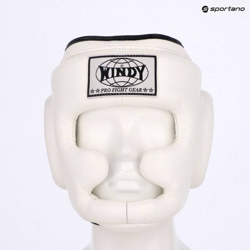 Boxing helmet WINDY Genuine Leather white 6