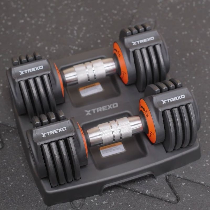 XTREXO adjustable dumbbell set 2 x 5.75 kg black 14