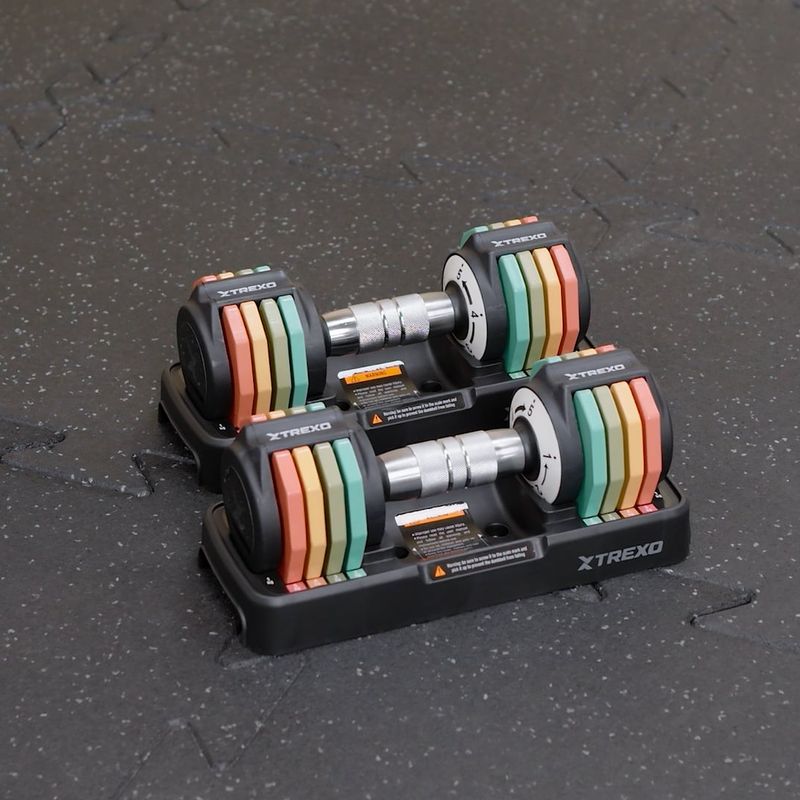 TREXO adjustable dumbbell set 2 x 5 kg multicolour 8