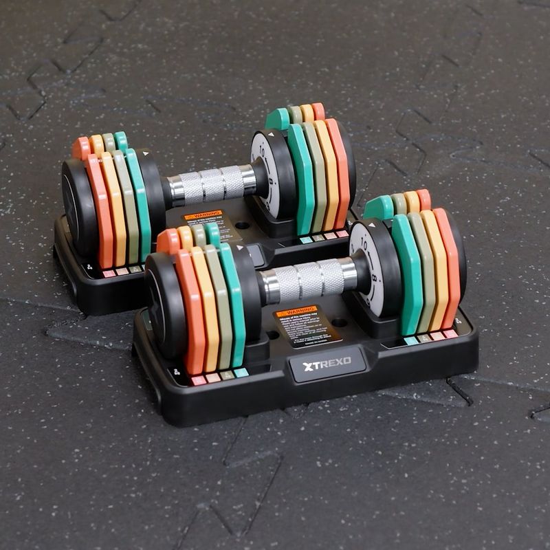 TREXO adjustable dumbbell set 2 x 10 kg multicolour 13