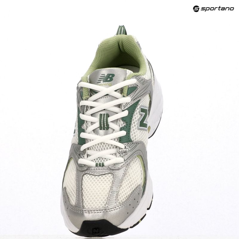 New Balance 530's silver metallic/mallard green shoes 9