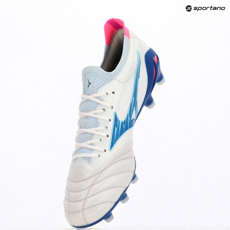 Men's football boots Mizuno Morelia Neo IV Β Elite MD white/tanager turquoise/pink tetra 9