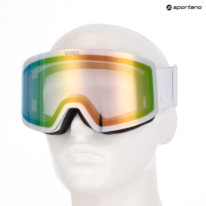 Ski goggles UVEX Provoqe V white matt/vario green mirror 6
